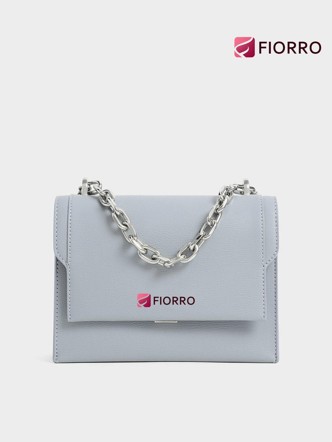 FIORRO™- Front Flap Chain Handle Crossbody Bag - Steel Blue